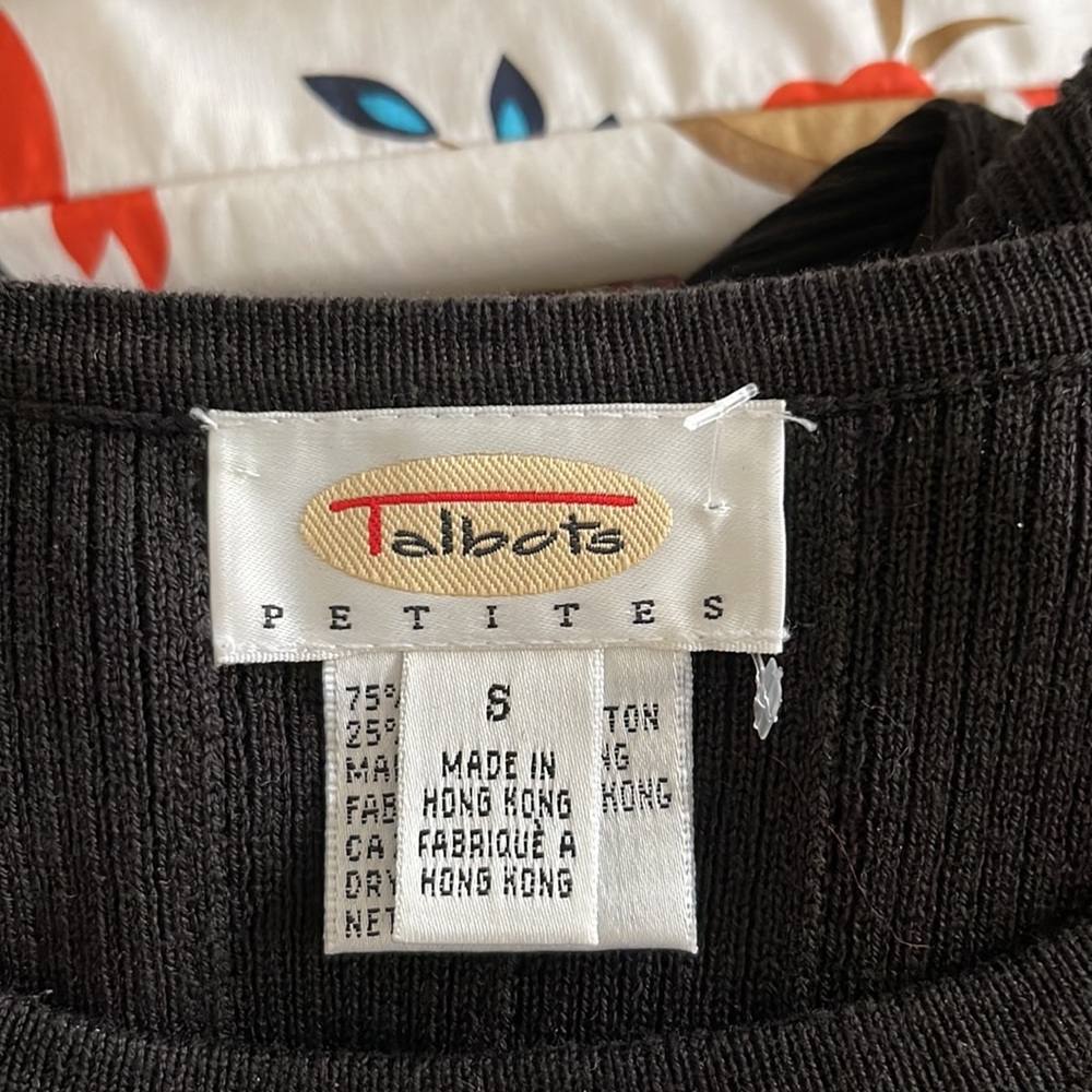 Talbots Black Silk Cotton Shortsleeved Sweater - Picture 4 of 7